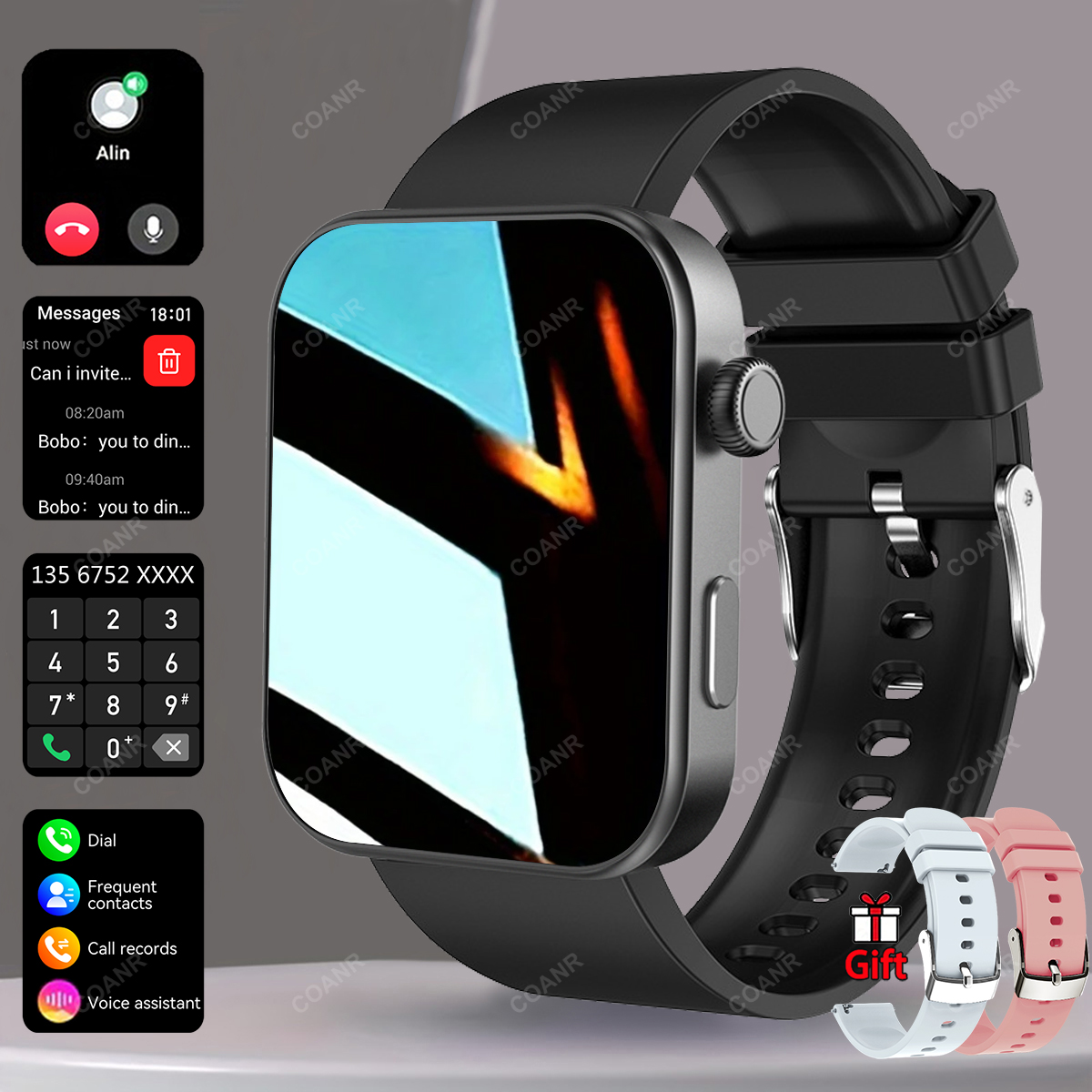 Smartwatch Square Watches For Men - COANR New J11 PRO Men Women
