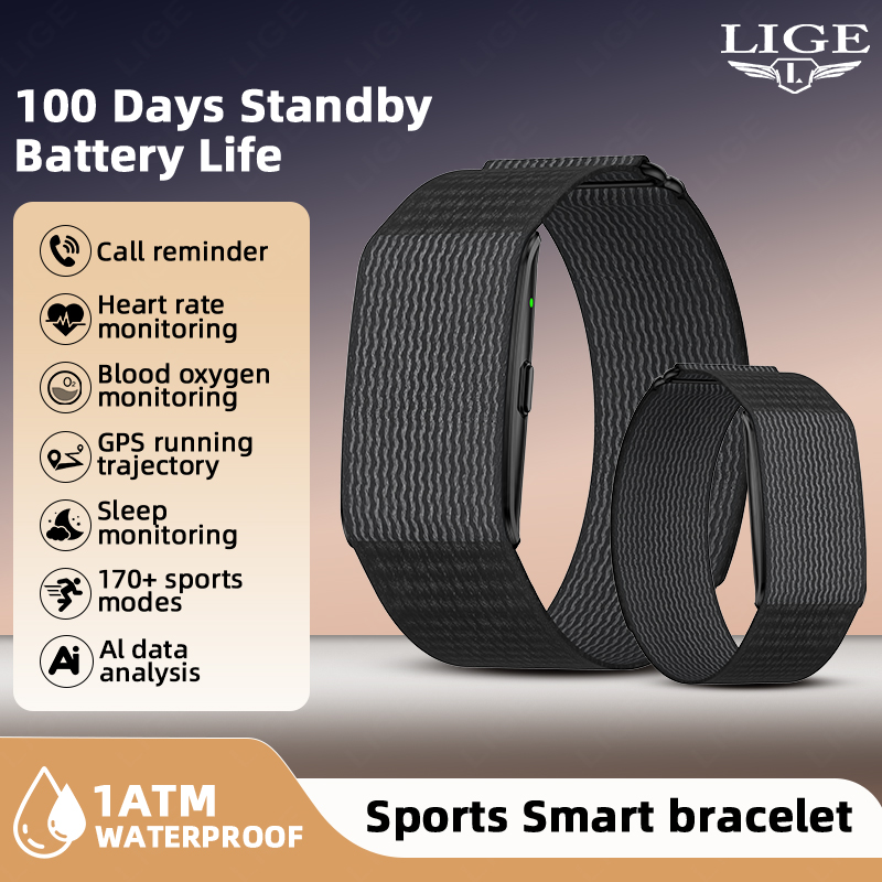 Smartwatch Square Watches For Men - LIGE NO Screen Smart Wristbands Heart