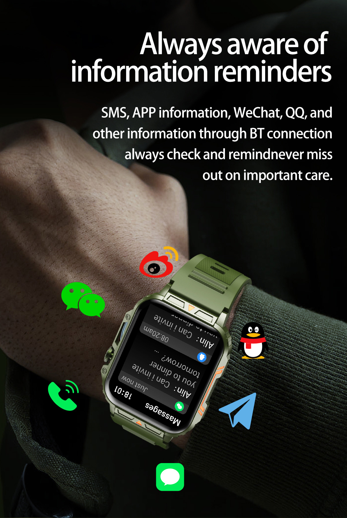 1.91 Outdoor Military Smart Wa - Smartwatch Square Watches For Men 리뷰 및 가격