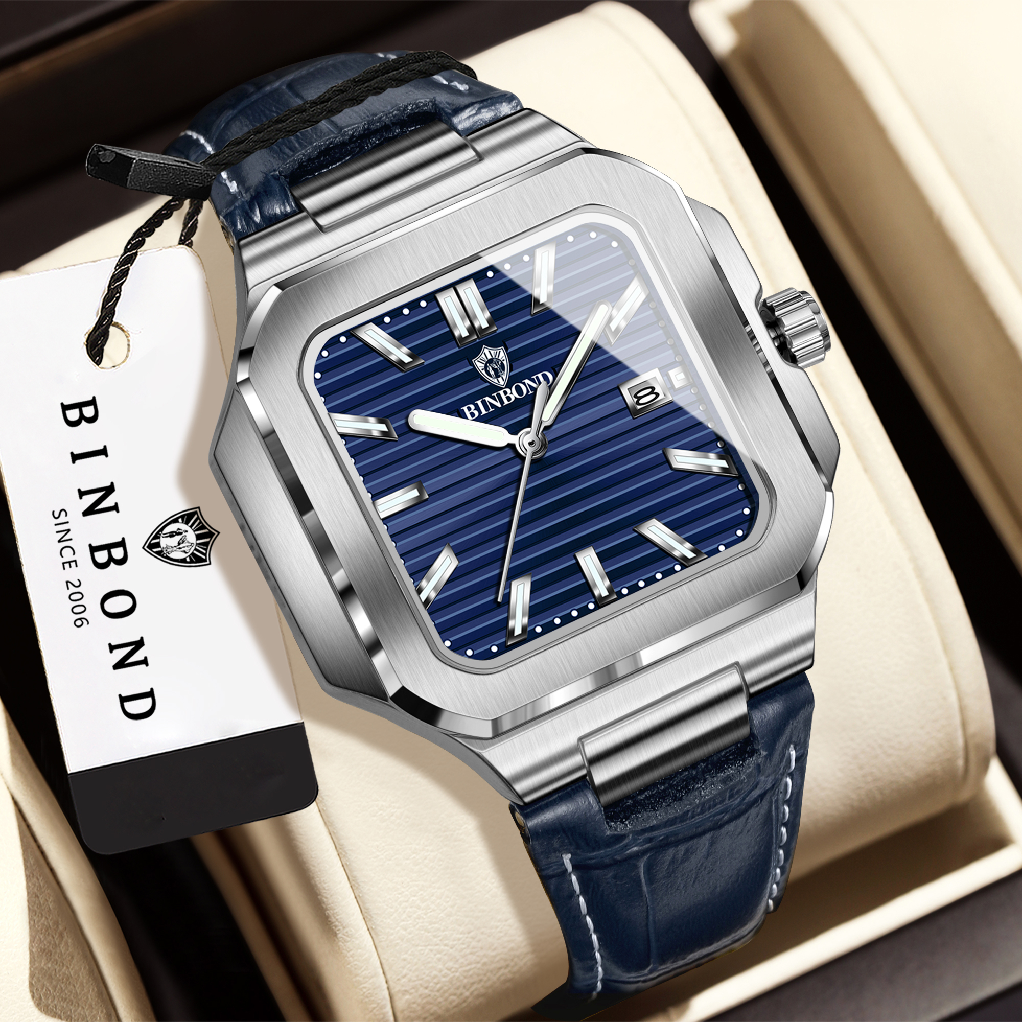BINBOND Square Quartz Wristwat - Smartwatch Square Watches For Men 리뷰 및 가격