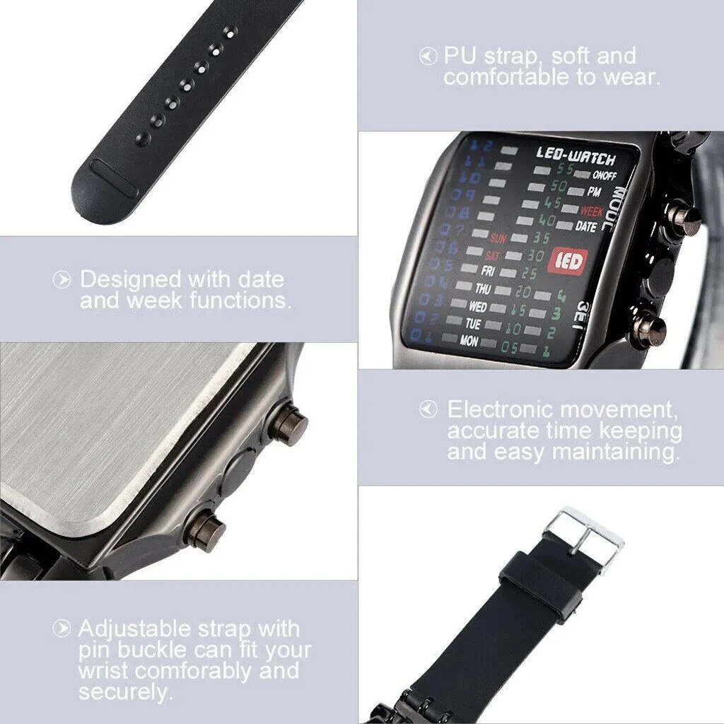 Binary Led Watch Creative Wate - Smartwatch Trending Watches For Men 리뷰 및 가격
