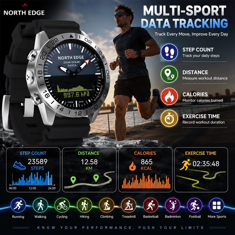 NORTH EDGE Mens  Dive Watch Mi - Smartwatch Army Watches For Men 리뷰 및 가격