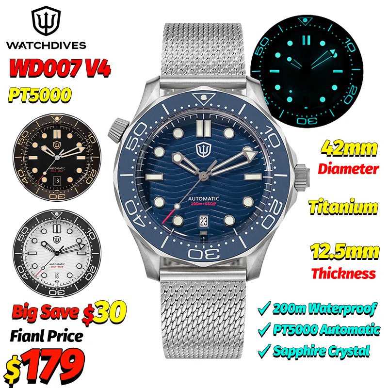 Watchdives WD007 V4 Automatic  - Waterproof Diving Watch 리뷰 및 가격