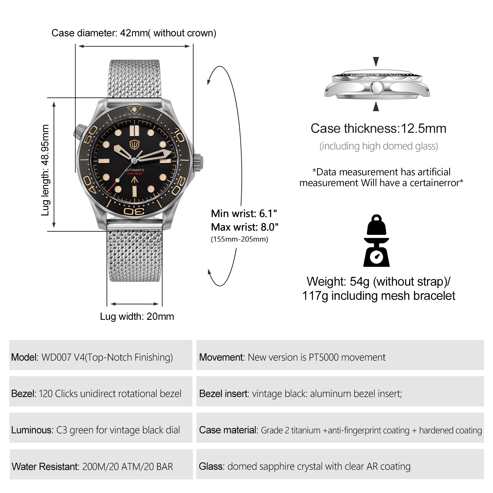 Watchdives WD007 V4 Automatic  - Waterproof Diving Watch 리뷰 및 가격